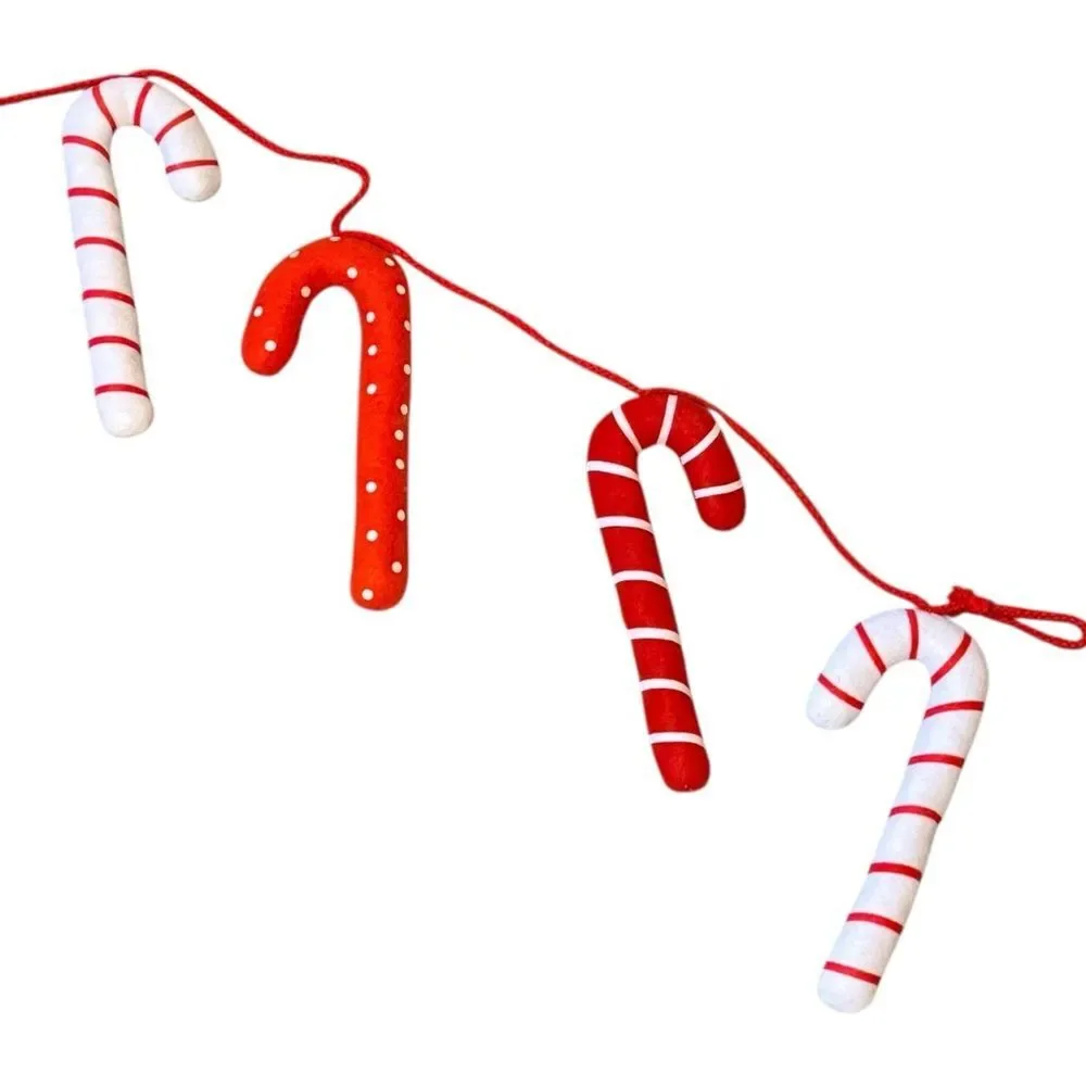 Wondershop 6 Foot Christmas Holiday Fabric Candy Cane Garland Red Stripe.